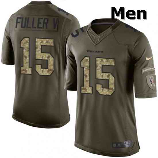 Men Nike Houston Texans 15 Will Fuller V Limited Green Salute to Service NFL Jersey